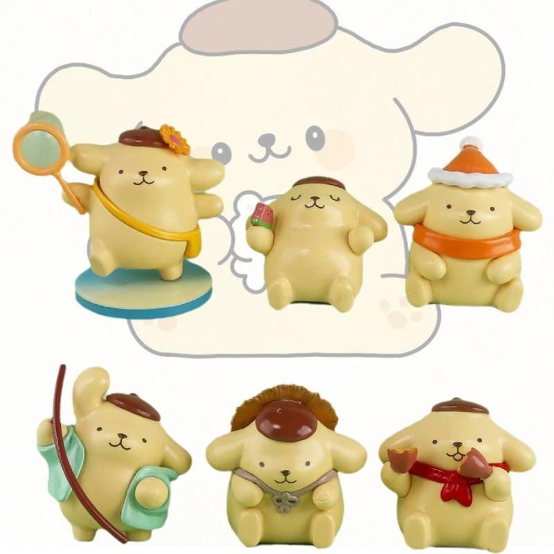 Charming Yellow Pudding Dog Pvc Figurine Set Perfect For Desk Decoration
