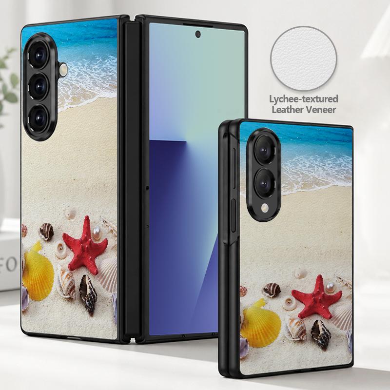 Anime Beach Scenery Case For Samsung Z Fold 8 Ultra 7 6 5 Luxury Leather Skin Hard Folding Phone Cover For Galaxy Z Fold8 Fold7 Fold6