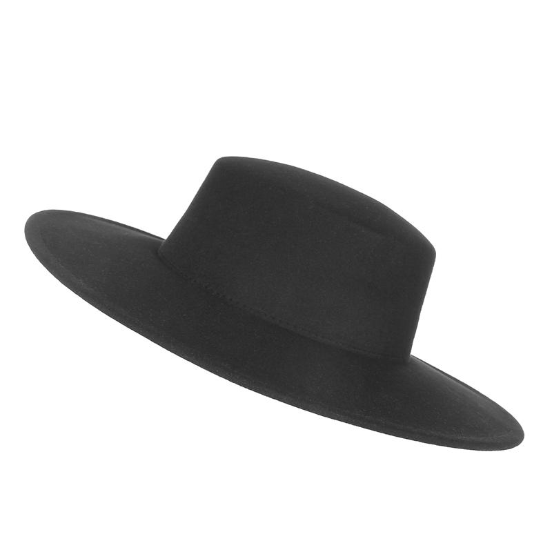 GEMVIE Women Men Wide Brim Fedora Hats Female Flat Top Felt Church Panama Cap Boater Hats