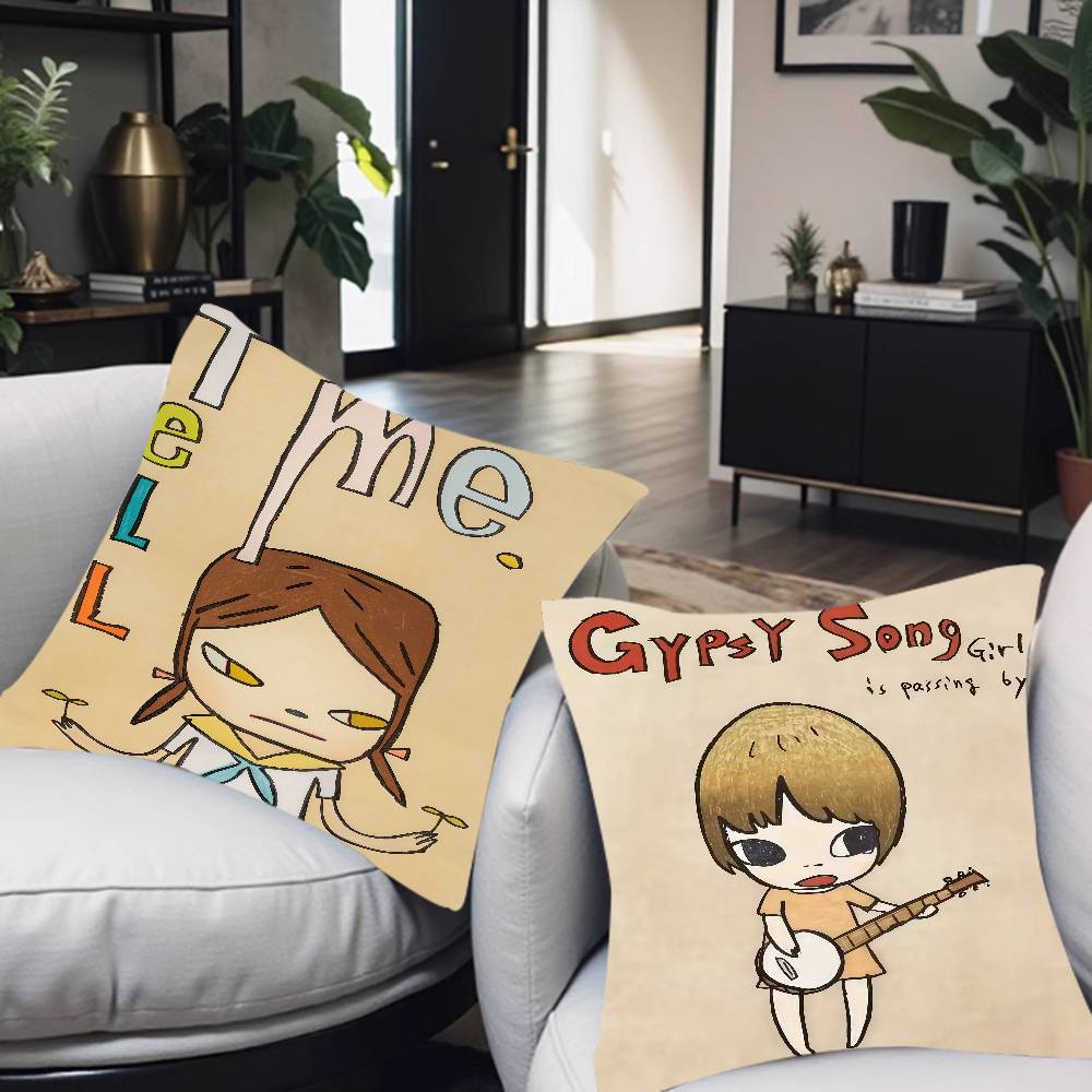 Japanese Yoshitomo Nara Doll Cartoon Pillow Cover Sofa Cushion Cover Home Room Decoration Children Gift
