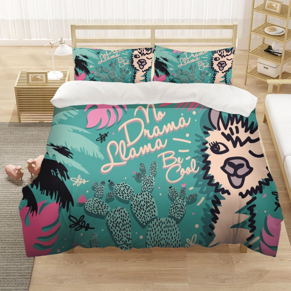 Alpaca Duvet Cover King/Queen Size Alpacas In Love Pattern Bedding Set Black White Argentina Animal 2/3pcs Polyester Quilt Cover