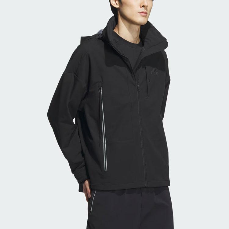 Adidas Fustl Jacket 2 Logo Sports Casual Loose Hooded Jacket Men Jackets Black IZ1496