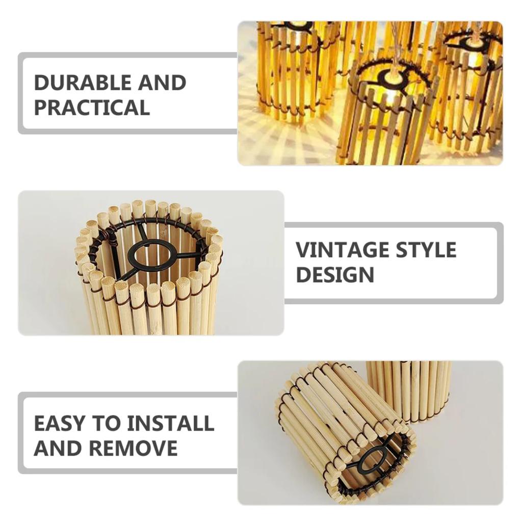 New Bamboo Lampshade Pendant Light Covers Accessories Decorative Hanging Small Bedroom
