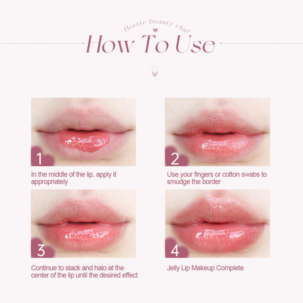 FLORTTE Chu Jelly Rtěnka Floria First Kiss Love Series Pen Mirror Water Light Glaze Lip Hydrating Water Women Beauty Cosmetics