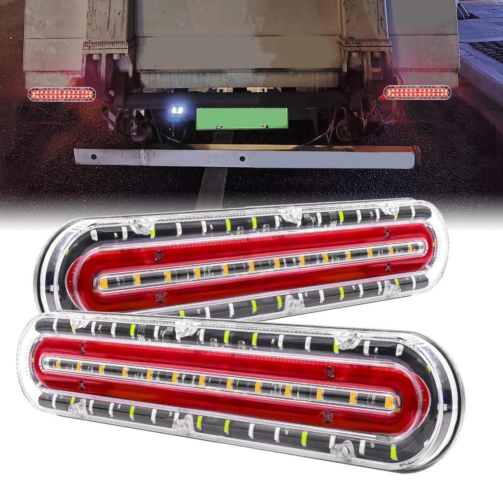 Ygmylandbb LED Truck Tail Light 24V Sequential Flowing Turn Signal 74 LED LED Tail Light Rear Combination Lamp for Boats LED Tail Light Universal Set