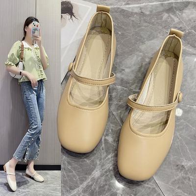 French Square Head Single Shoes 2024 New Shallow Mouth Simple Professional Women's Shoes Gentle Wind Commuter Low Heel Flat Women's Shoes