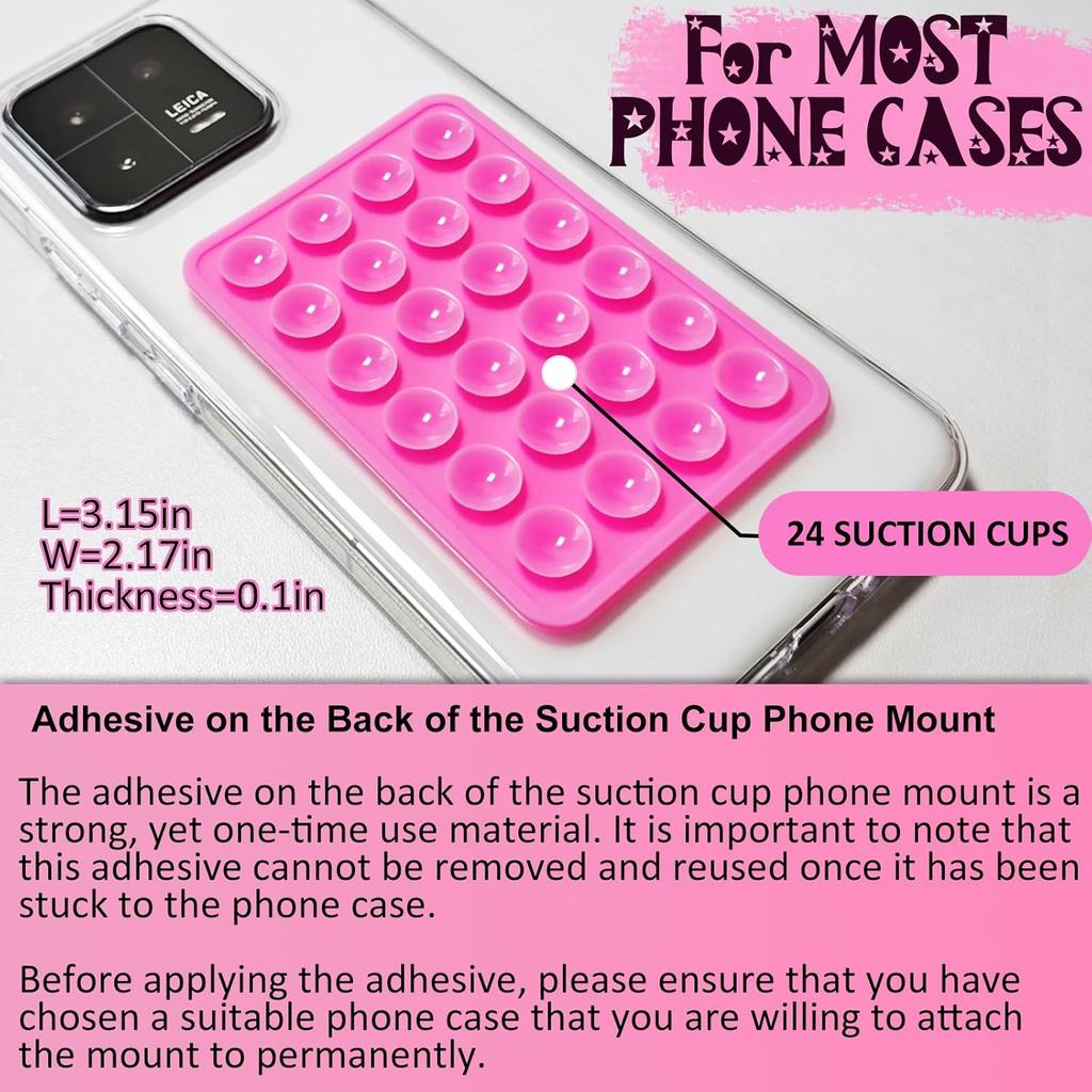 Anteel 2 Pack Silicone Suction Phone Case Adhesive Mount, Strong Grip Holder for Selfies and Videos, Hands-Free Sticky Phone Grip for iPhone and