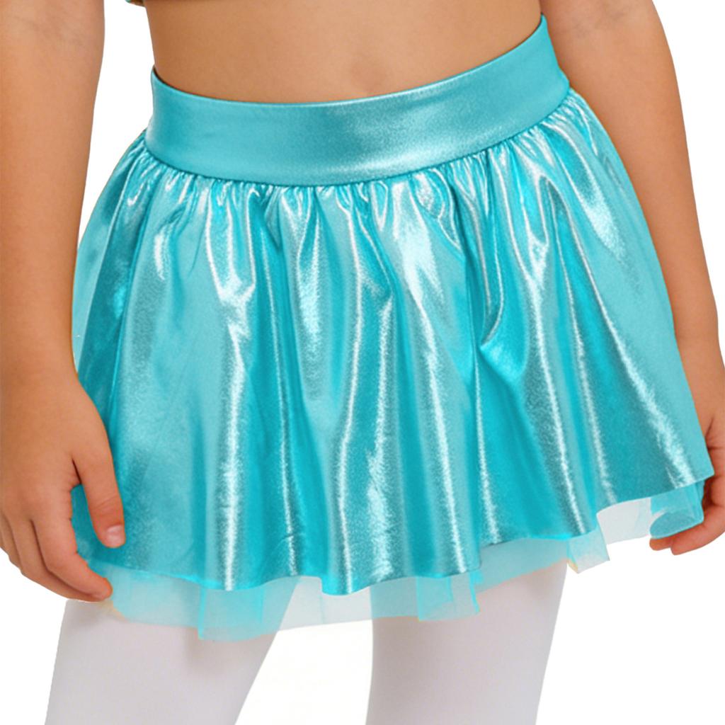Falda Tutú de Baile para Niñas Cintura Elástica Metálica Disfraz Brillante Competición de Actuación