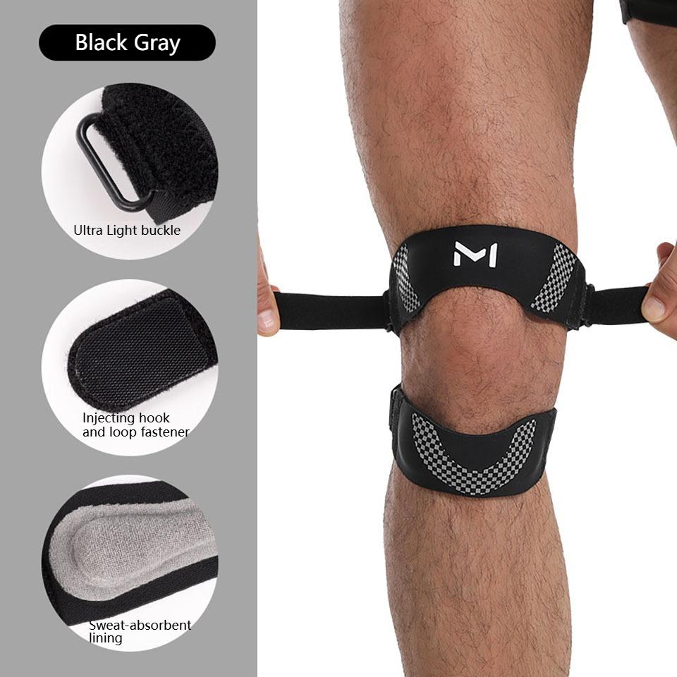 

1Pcs Double Patellar Bands Soft Sweat Absorbing Fabric Unisex Knee Support Silicone Shock Absorption черный серый