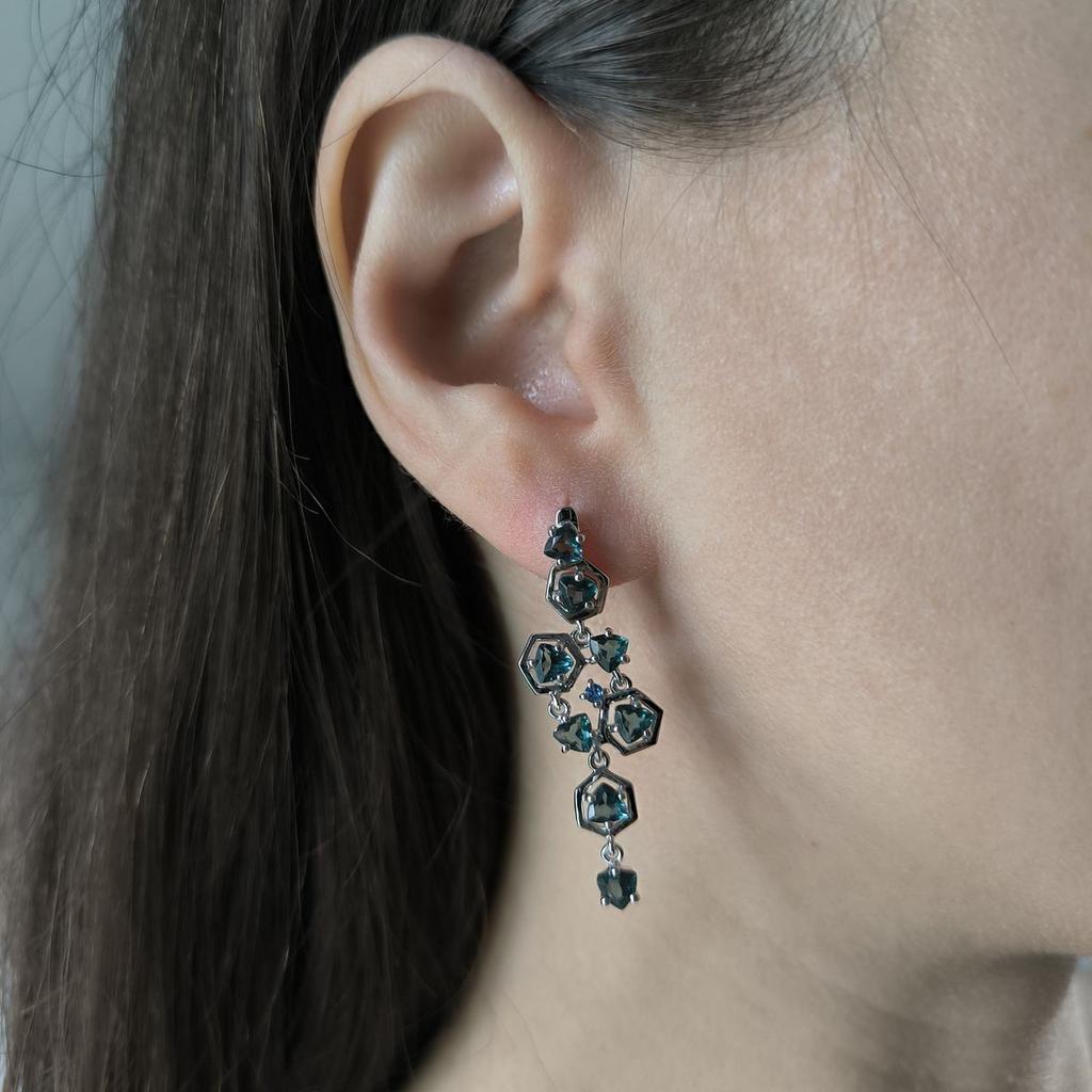 Серебряные серьги с натуральным топазом Лондон Блю 3.453ct, топазом (2196068)