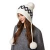 Winter Knitted Hat Big Head Cashmere Three Hair Ball Ear Protection Wool Hat for Women