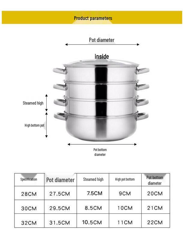 Thickened Stainless Steel Multi-Layer Steamer for Home Use
