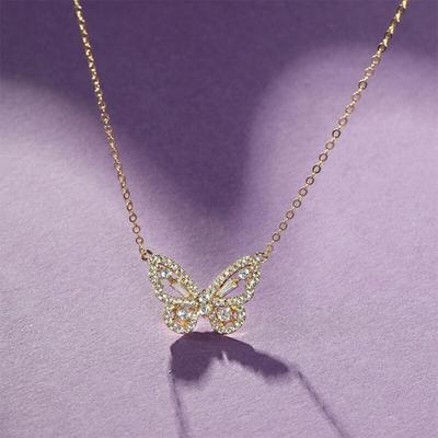 925 Sterling Silver Cubic Zircon Butterfly Charm Necklace for Women Choker Wedding Engagement Jewelry Gift S-N707