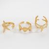 3pcs Bague Empilable Élégante Plage Étoile de Mer Coquillage Bague Ouverte Fer Or Diamant d'Eau Or Vêtements Quotidien Accessoires de Fête