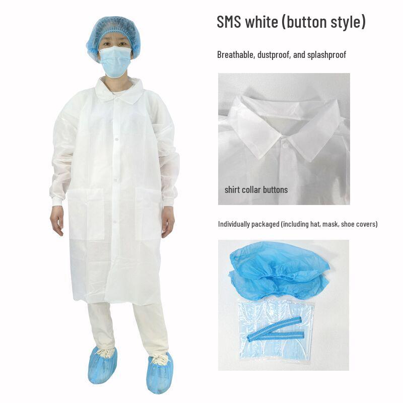 Thickened Disposable Work Suit Set: Dustproof and Isolation Gown with Lab Coat