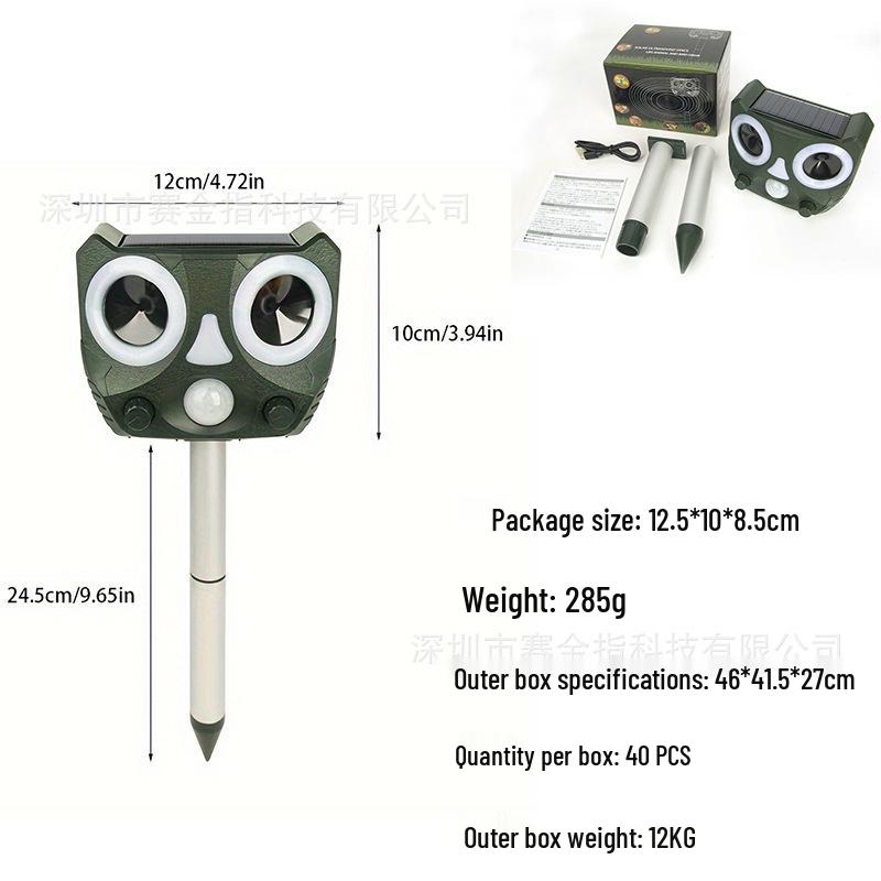 Solar-Powered Ultrasonic Pest & Bird Repeller with Infrared Sensor
