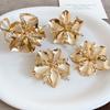 Metal smooth flower opening ring stud earrings bracelet set temperament light luxury high sense exaggerated jewelry women