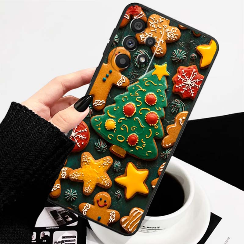Świąteczne Pudełko Prezentowe Etui na Telefon Dla Samsung A73 A72 A71 A55 A54 A53 A52 A51 A13 A22 A16 A15 A12 A14 A26 A07 5G Czarne