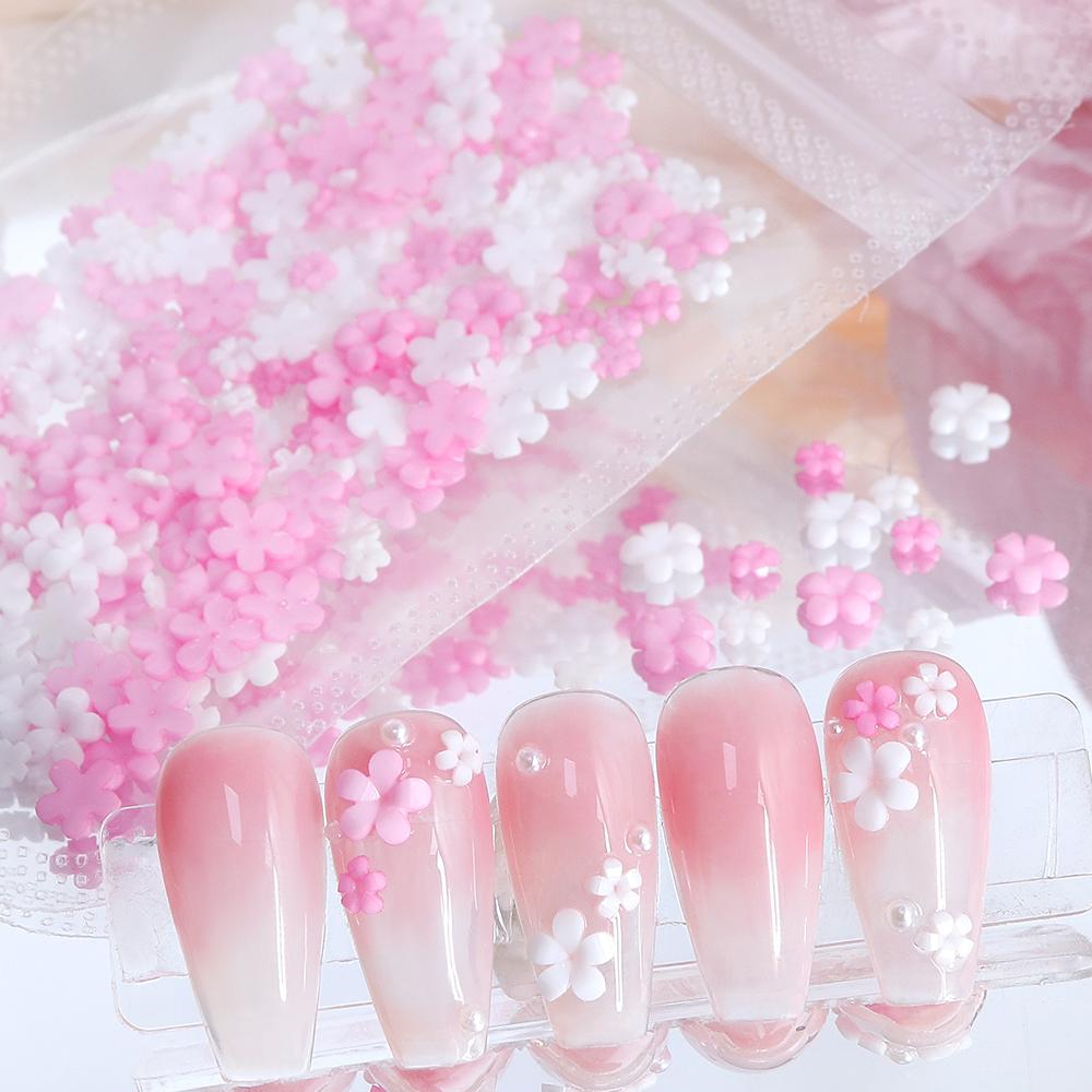400 de bucăți Kawaii Macaron Acrilic Flor Nail Art Charms 3D Flori Piese de unghii cu strass Decorații Accesorii pentru manichiură