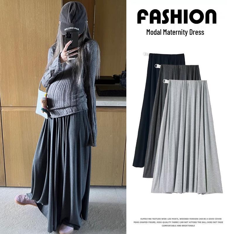 

Four Seasons Maternity Modal Cotton A-line Skirt with Flowy Wide Hem L
