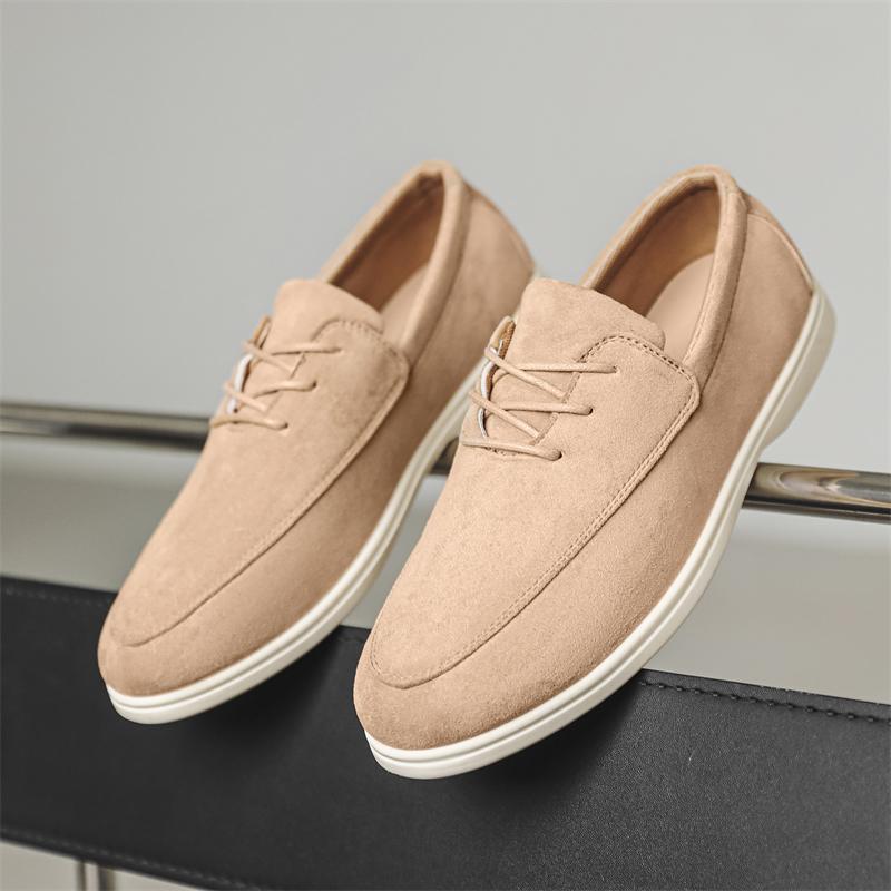 2025 Spring Summer Casual Shoes for Men Soft Lace-up Suede Loafers Men British Style Flats Driving Shoes Man mocasines de hombre