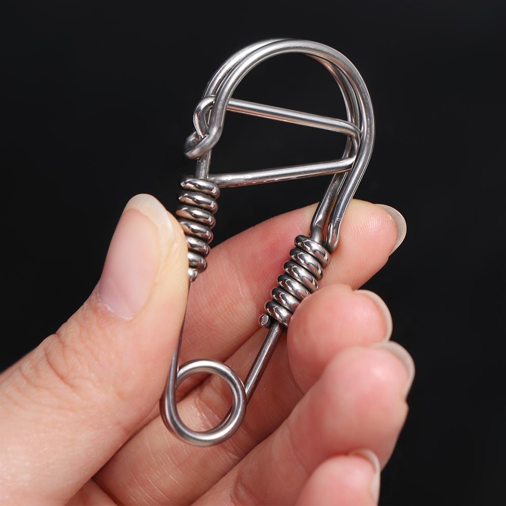Stainless Steel Clasp Dual Lock Keychain Snap Clip Carabiner Key Ring  Outdoor Tools