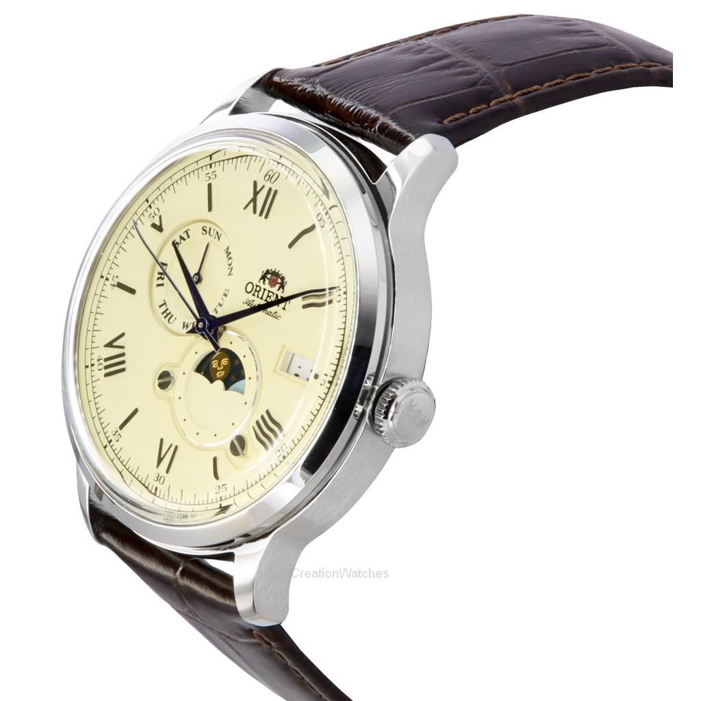 Orient Bambino Version 9 Sun And Moon Phase Champagne Dial Automatic RA-AK0803Y10B RA-AK0803Y30B Men's Watch