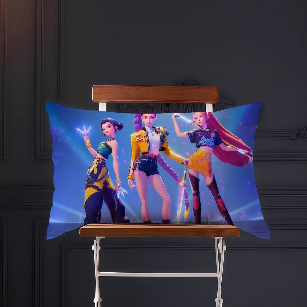 Anime Funny Meme K-Kpops D-Demon H-Hunters Cushion Cover Rectangle Pillow Cover Home Sofa Living Room Coffee Shop Pillowcase