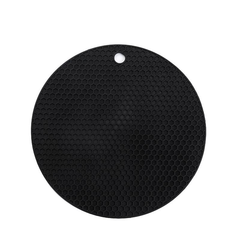 18cm Round Insulation Silicone Mat Non-Slip Heat-Resistant Anti-Scalding Honeycomb Microwave Oven Mat Pot Holder Thicken Coasters чёрный