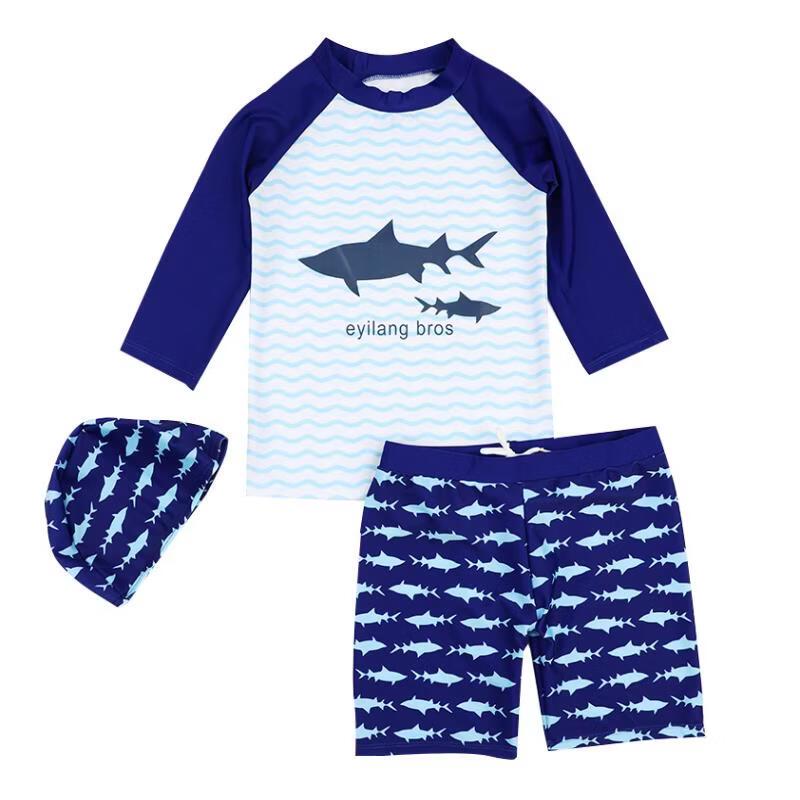 Boy s Shark Striped Fish One-Piece Swimsuit