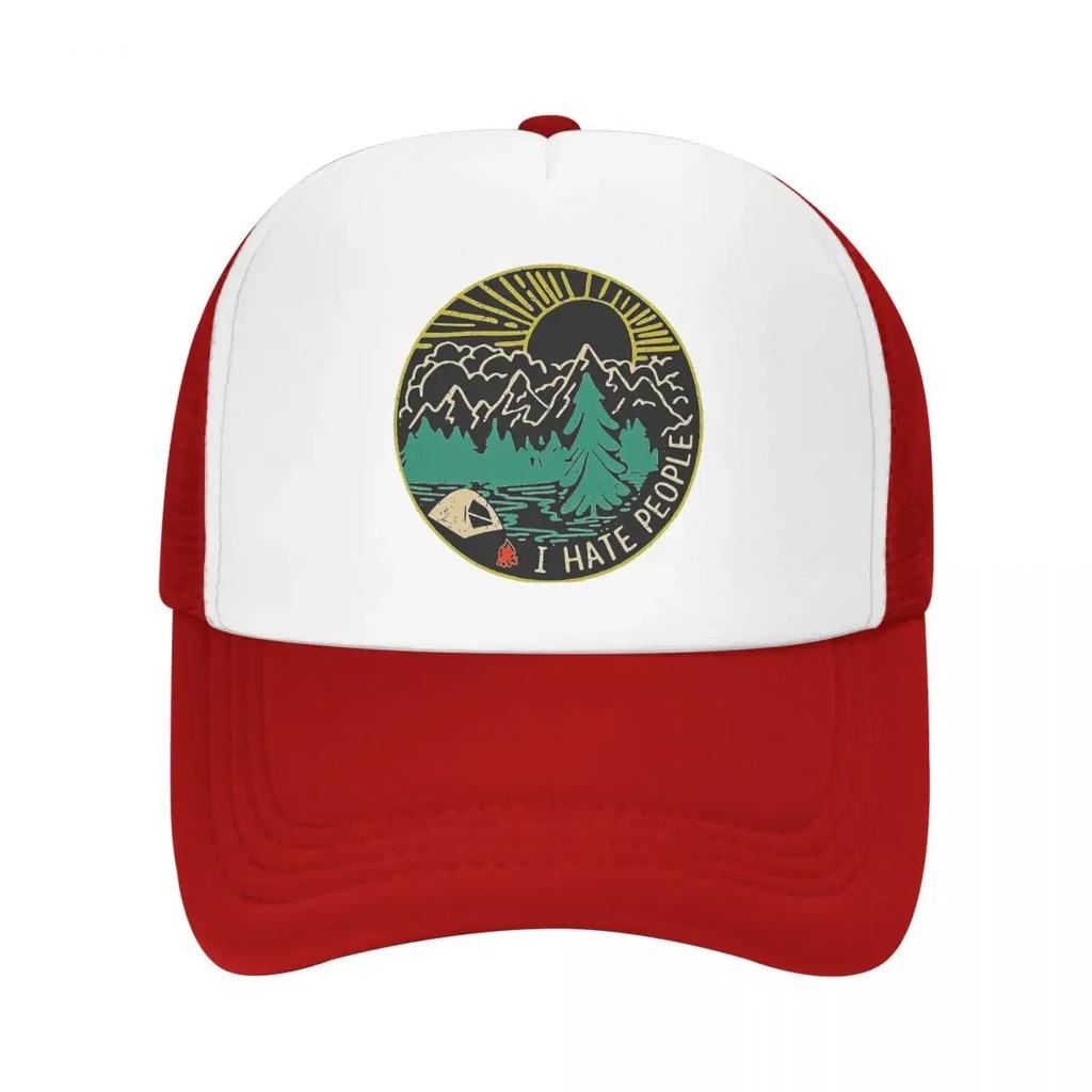 Custom Punk I Hate People Baseball Cap for Unisex Women Adjustable Adventure Camping Mountain Camper Trucker Hat Snapback Caps