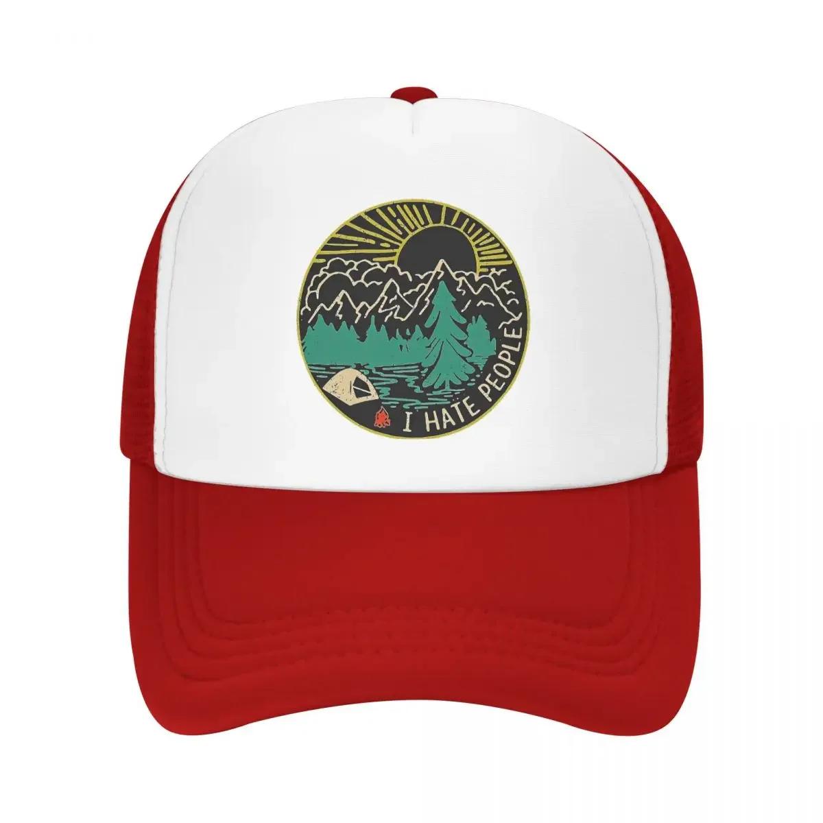 

Custom Punk I Hate People Baseball Cap for Unisex Women Adjustable Adventure Camping Mountain Camper Trucker Hat Snapback Caps One Size