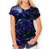 3D Rose Blume Print T Shirt Sommer Kurzarm Top Fashion Floral Grafik Harajuku T-shirts Für Frauen Kleidung T-Shirts Mädchen