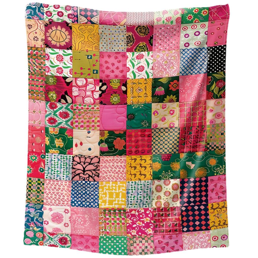 Vintage Pastoral Splicing Series Blankets Four Seasons Blankets Home Flannel Blankets Holiday Gift Blankets