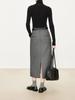 Wen Jiu Elegant High-Waisted Wool Suit Skirt - Mid-Length, Winter Classic