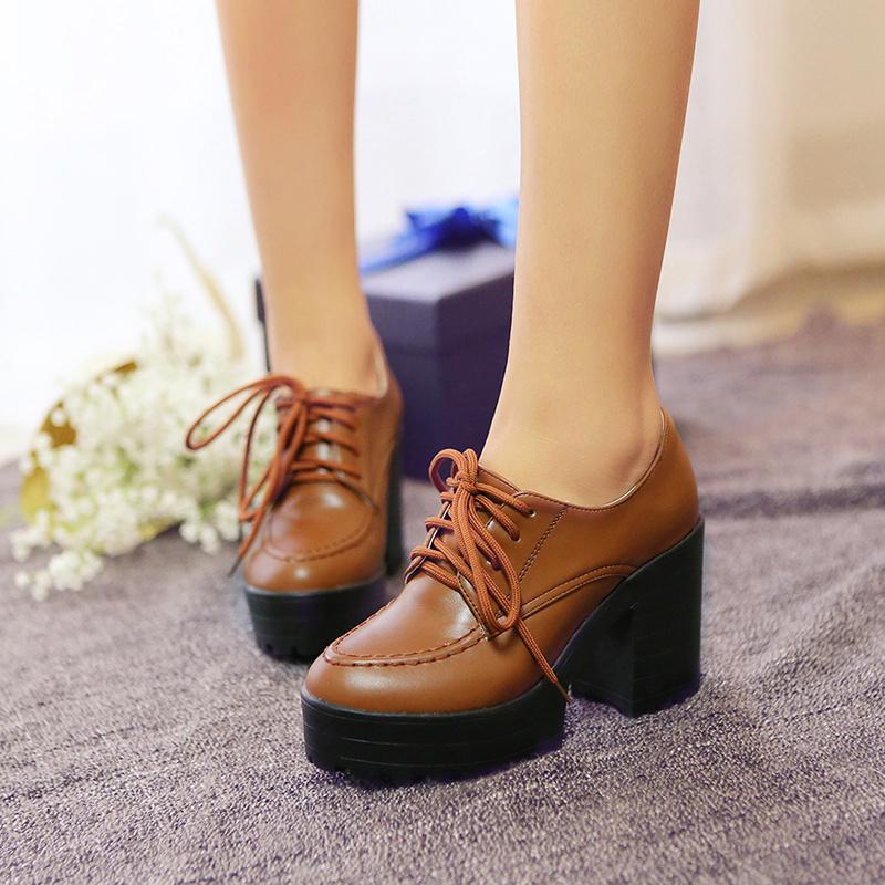 Classic Lace-up Ankle Boots For Women Red White Punk Heels Platform Euro Style Women's Shoes Autumn Spring High Heels Pump Shoes