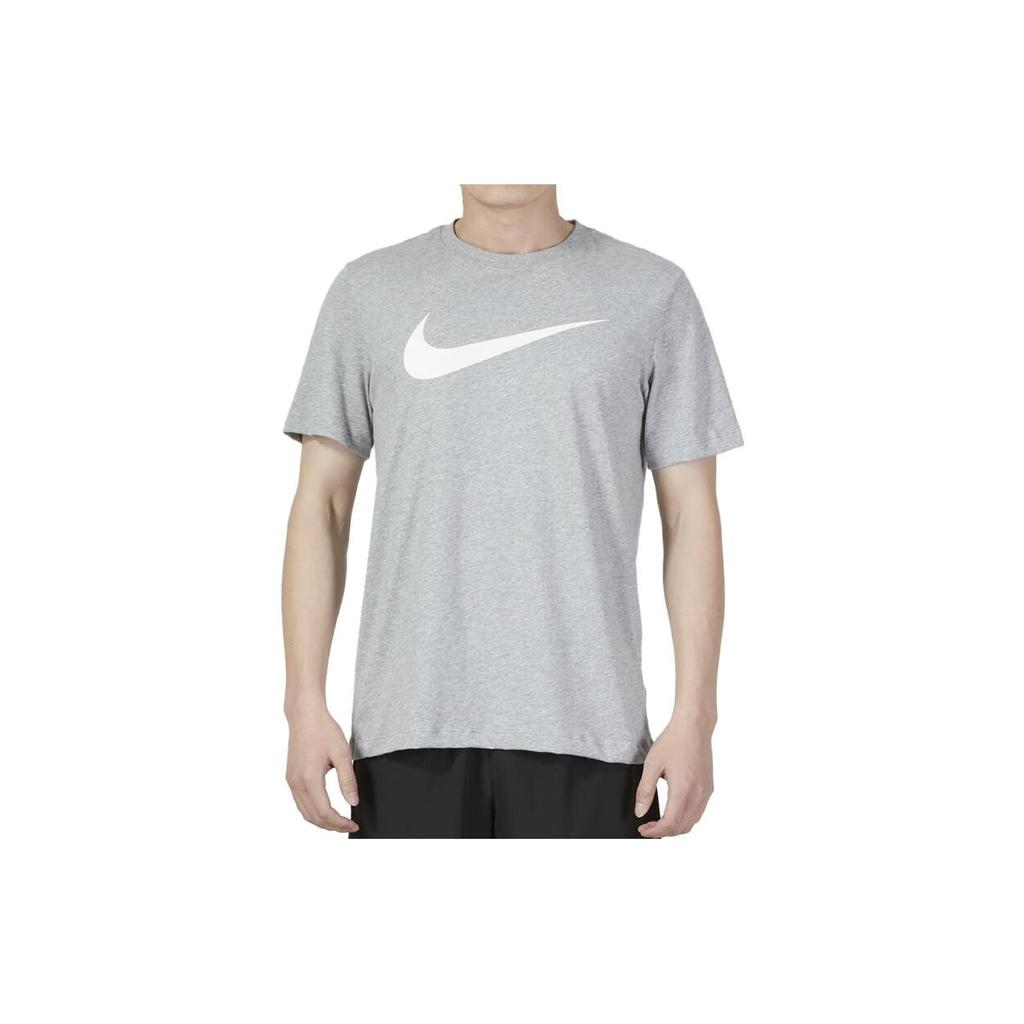 Nike Solid Color Logo Crew Neck T-Shirt Men Tops Light-Grey DC5095-063