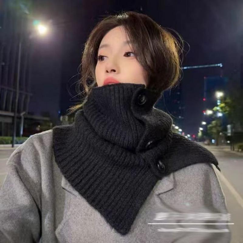 Knitted Scarf with Yarn for Women, Autumn and Winter, Korean Version, Thickened and Warm Shawl Style Scarf