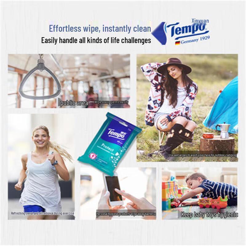 Tempo Portable Alcohol-Free Wet Wipes