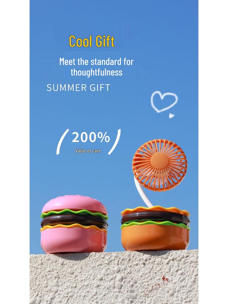 USB Charger Hamburger & Fries Desktop Fan - Cute & Fun Student Desk Ornament