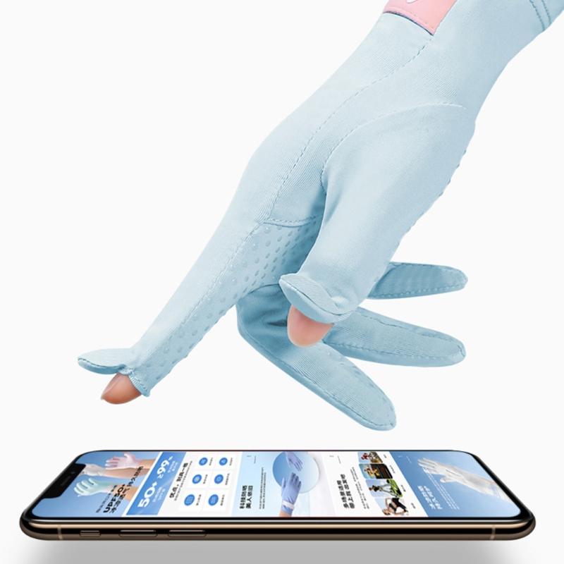 New Riding Gloves Female for Sun for Protection Thin Short Outdoor Ice Silk Anti-UV Anti-Skid Elastic Gloves