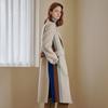 Cashmere Wool Blend Color Block Handmade Long Coat Cc10hc306on