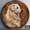 Placca di Latta Vintage Golden Retriever 20x20cm Rotonda in Metallo Decorazione Murale Cane Fedele per Casa Caffè Regalo
