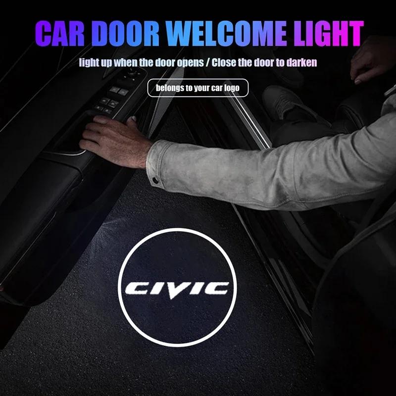 2PCS LED Car Door Welcome Lights Shadow Projector Courtesy Ghost Logo Lamp Emblem for Honda Civic Hybrid 2009-2011 Auto Styling SM5