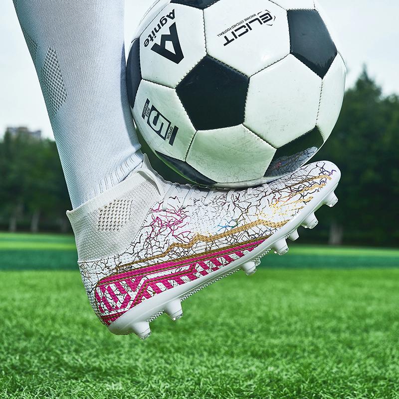 Fotballsko Høytopp Elastiske Sokker Munn, Lær Fekting Plen Gummi Kortspiker Fotballsko Barnefotballsko i stor størrelse