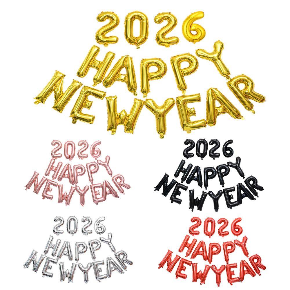 Happy New Year 2026 Alphabet Balloons Holiday Ornaments Inflatable Colorful Foil Balloons New Year Decoration Party Supplies