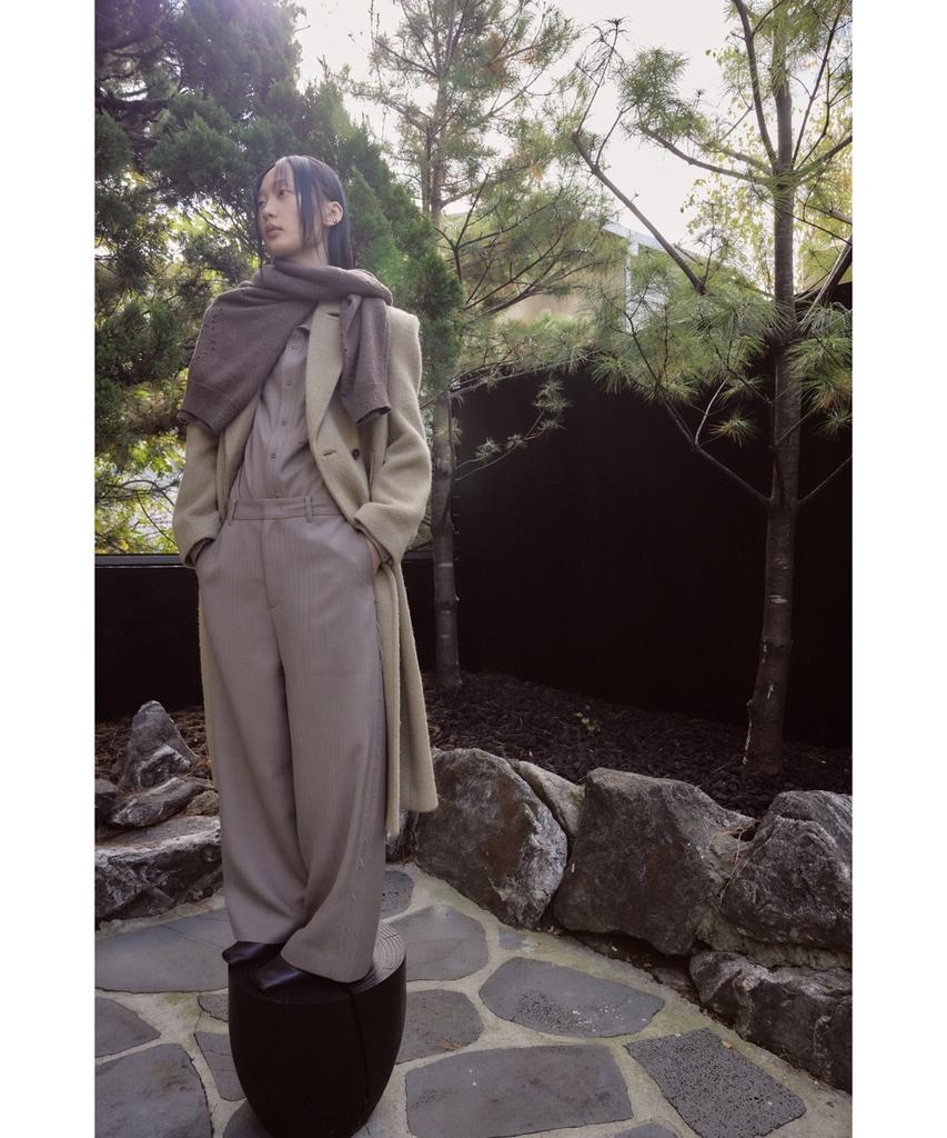 Youth Oversized Double Breasted Coat - Beige