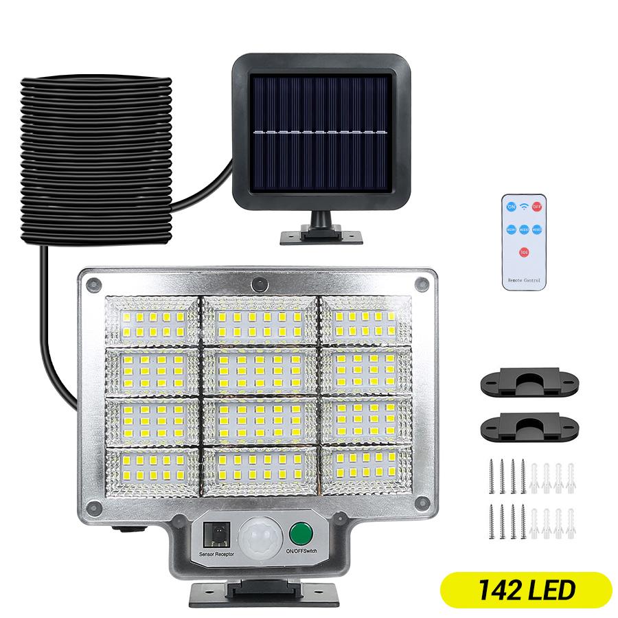 1PC 192 LED Split Solar Light Outdoor Waterproof with Motion Sensor Floodlight Remote Control 3 Modes for Patio Garage Backyard