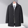 Autumn and Winter New Men's Chenille Coat Business Casual Fleece Thickened Dad Pack Take-off Fur Collar Coat Coat
