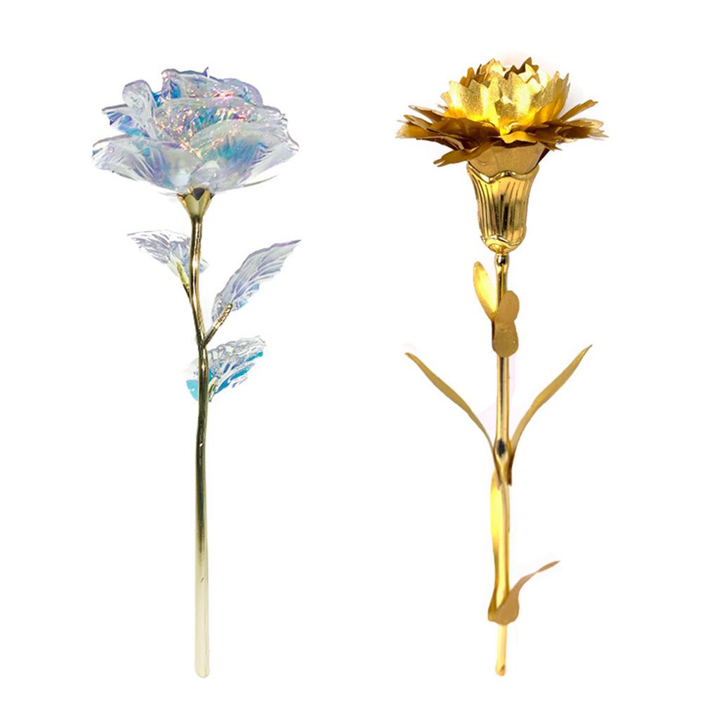 Gold Foil Artificial Colorful Rose Flower for Valentines Day Mothers Day Durable